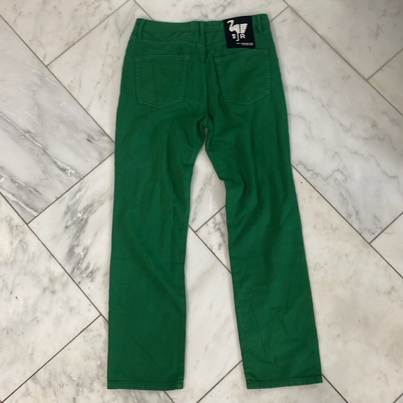 NWT Free People SR vs. Sandrine Rose women 27 green cotton/flax jeans very soft - Picture 10 of 11